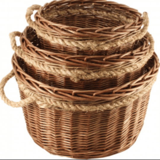 Round willow log baskets